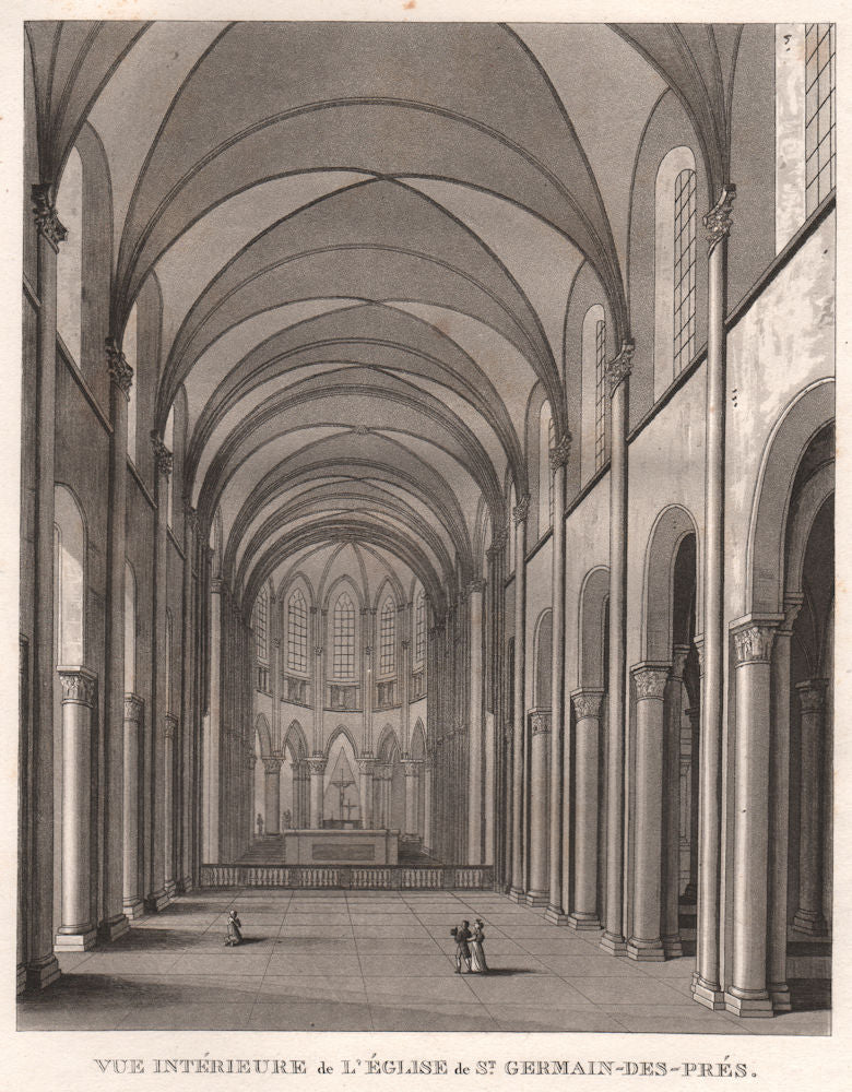 PARIS. Eglise de Saint-Germain-des-Prés. Aquatint 1808 old antique print